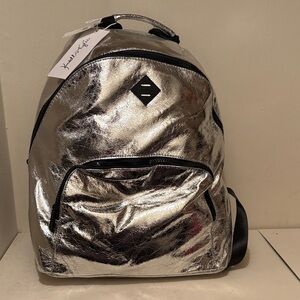 Kendall & Kylie Silver Metallic Backpack